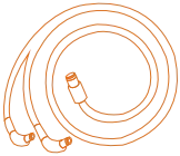 Detailed orange outline of an aircraft wire harness featuring neatly bundled wires with connectors.