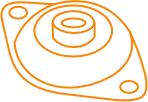 Outline diagram of a LORD mount, illustrating its basic shape and design.