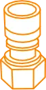 Close-up of a hose fitting end, representing the repair station for aircraft hoses and harnesses.